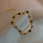 Green Stone Layered Bracelet