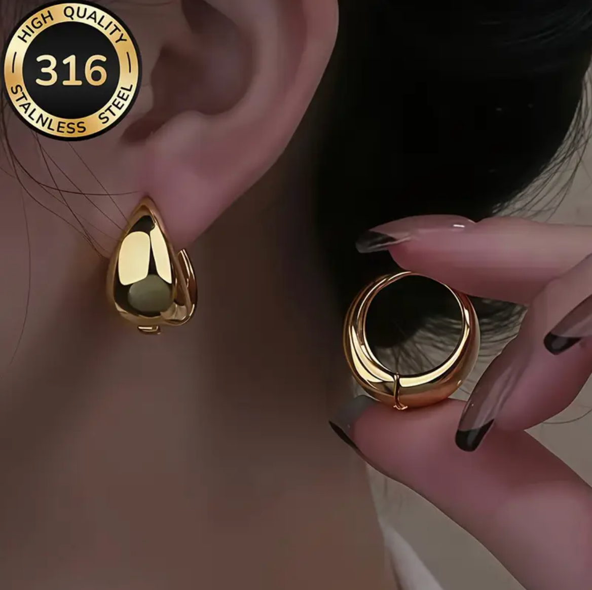 Polished Teardrop Hoop Earrings