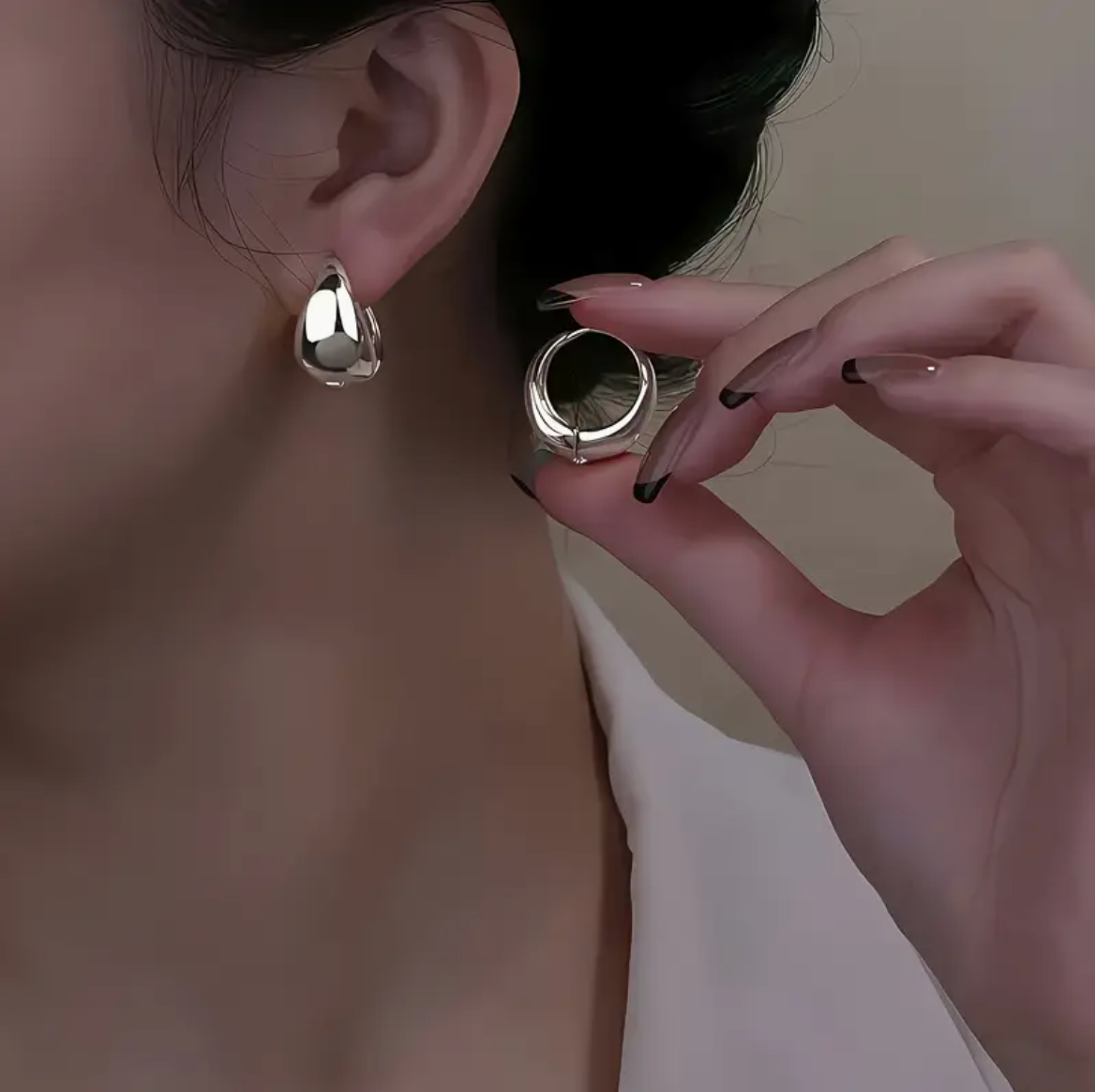 Polished Teardrop Hoop Earrings