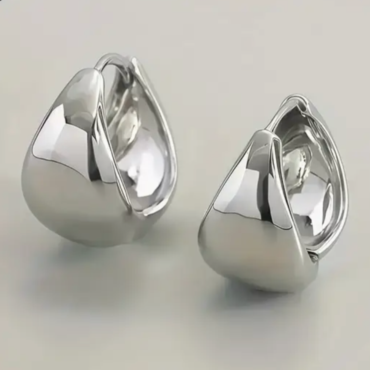 Polished Teardrop Hoop Earrings