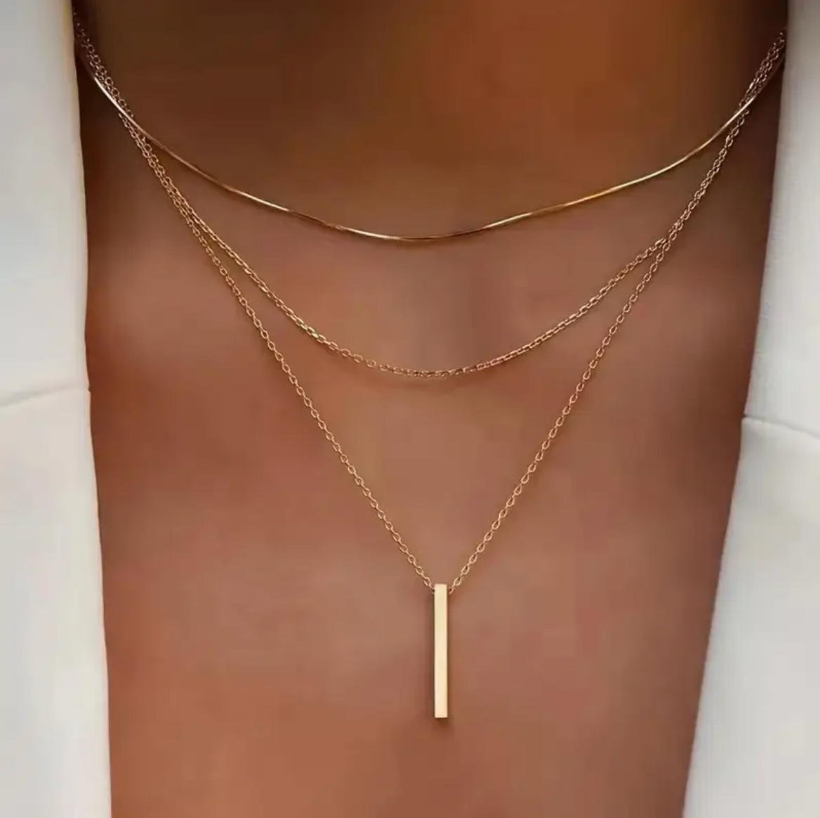 Layered Bar Pendant Necklace