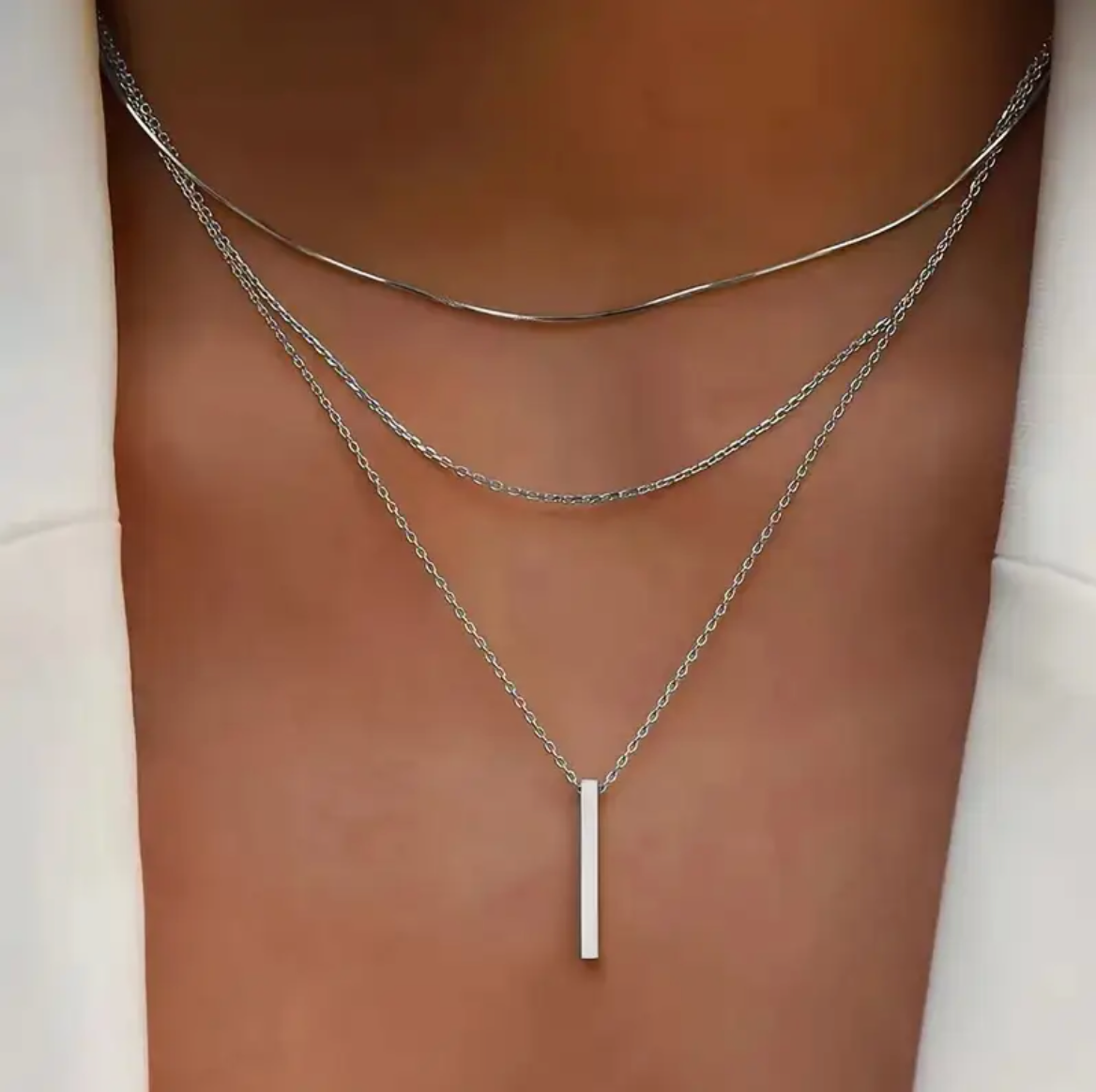 Layered Bar Pendant Necklace