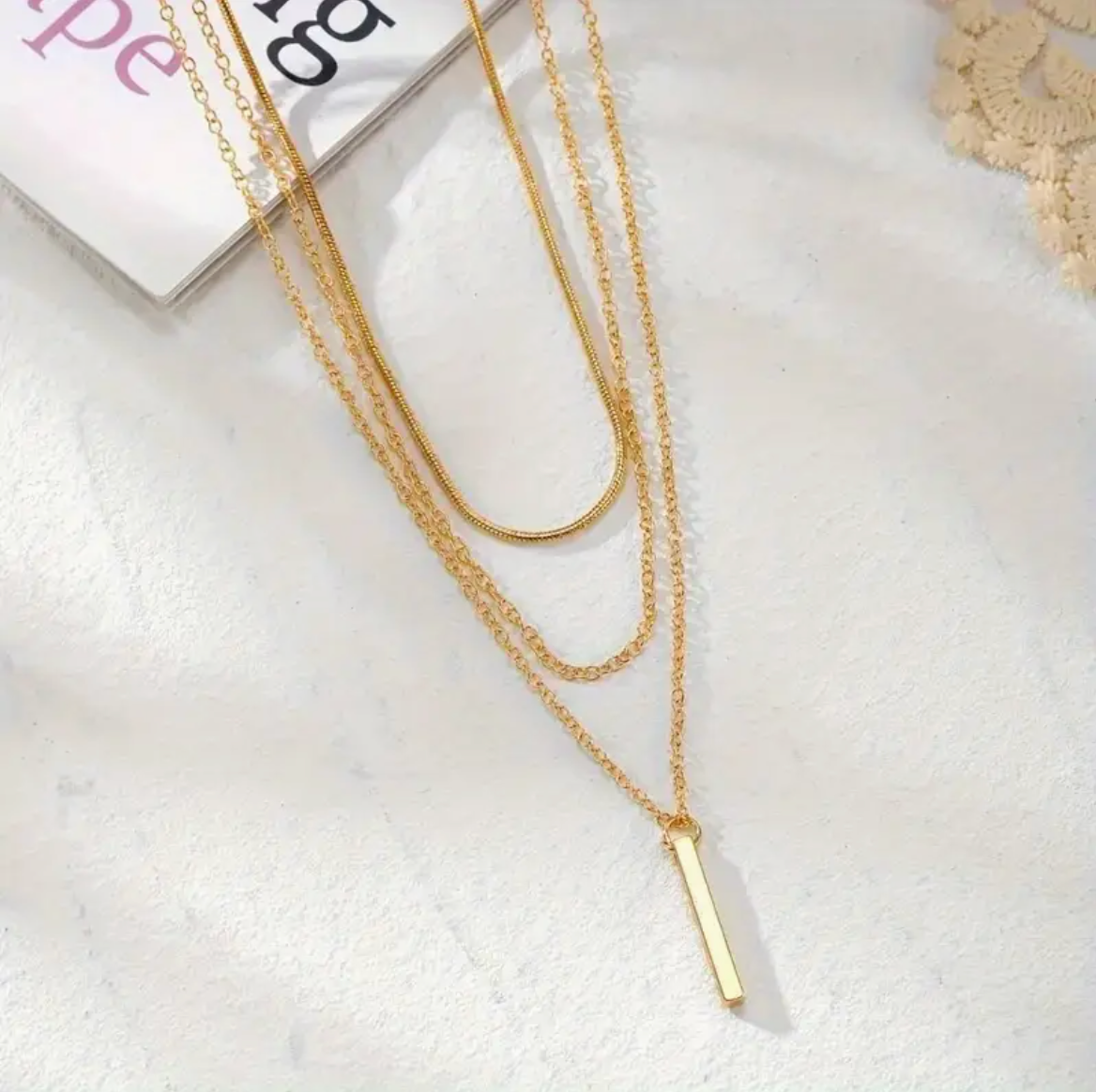 Layered Bar Pendant Necklace