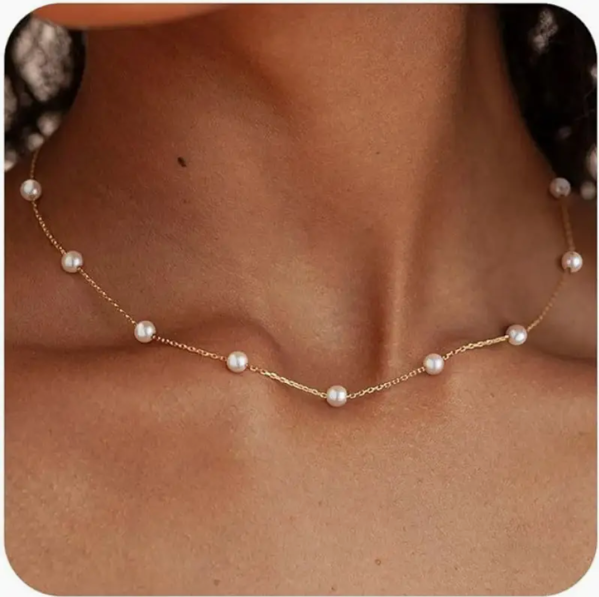Delicate Pearl Chain Necklace