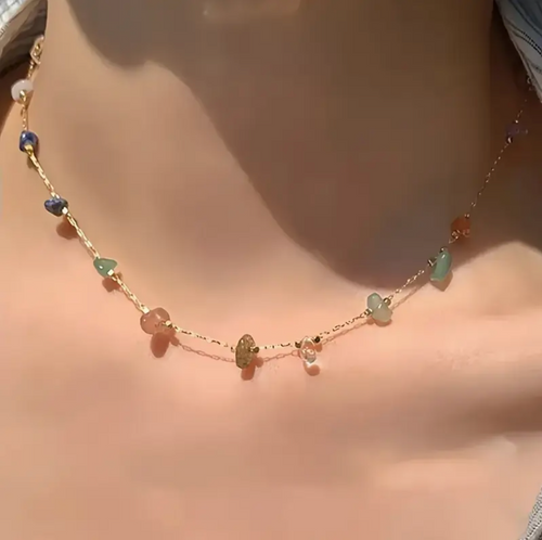 Colorful Gemstone Chain Necklace
