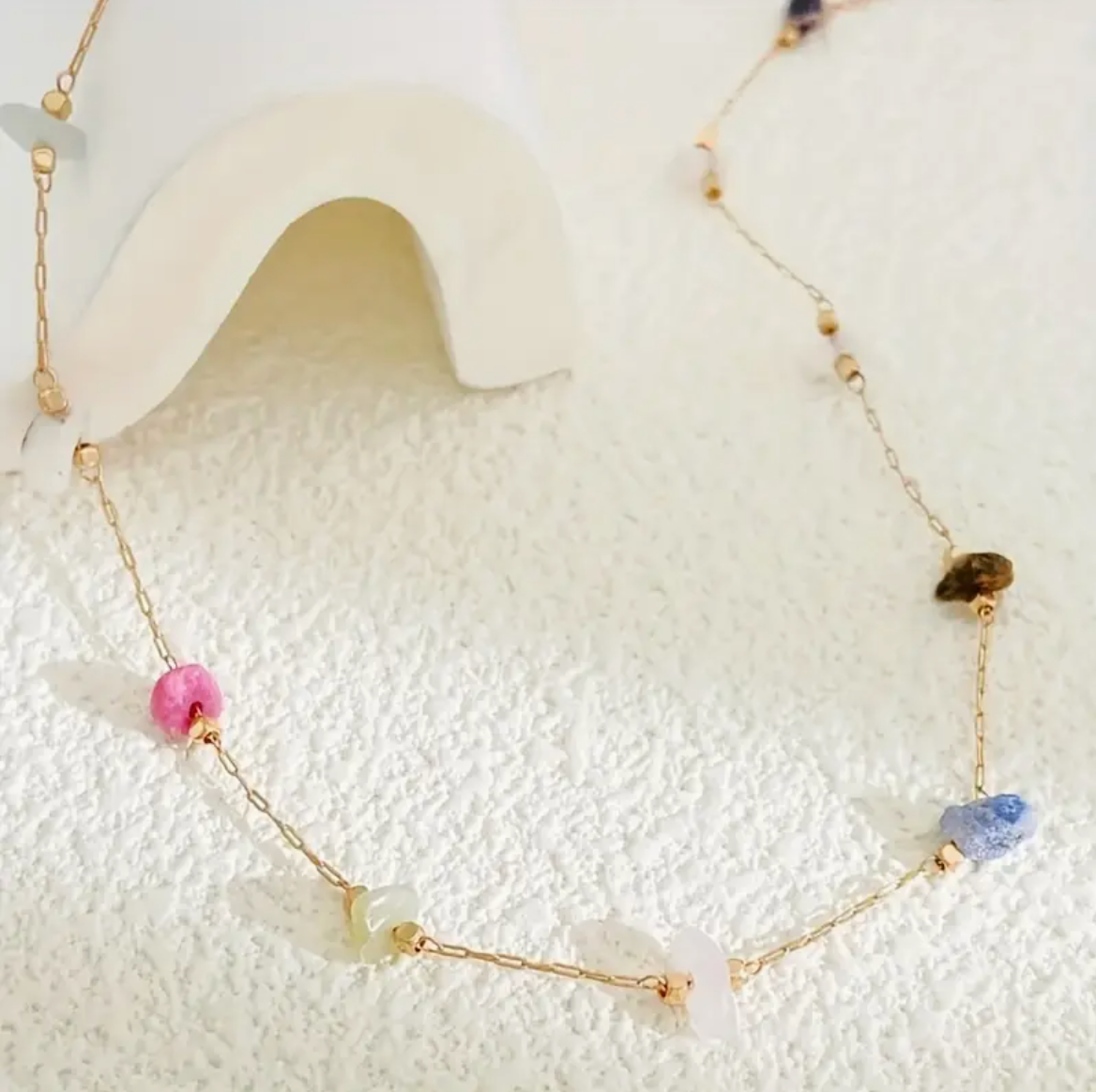 Colorful Gemstone Chain Necklace