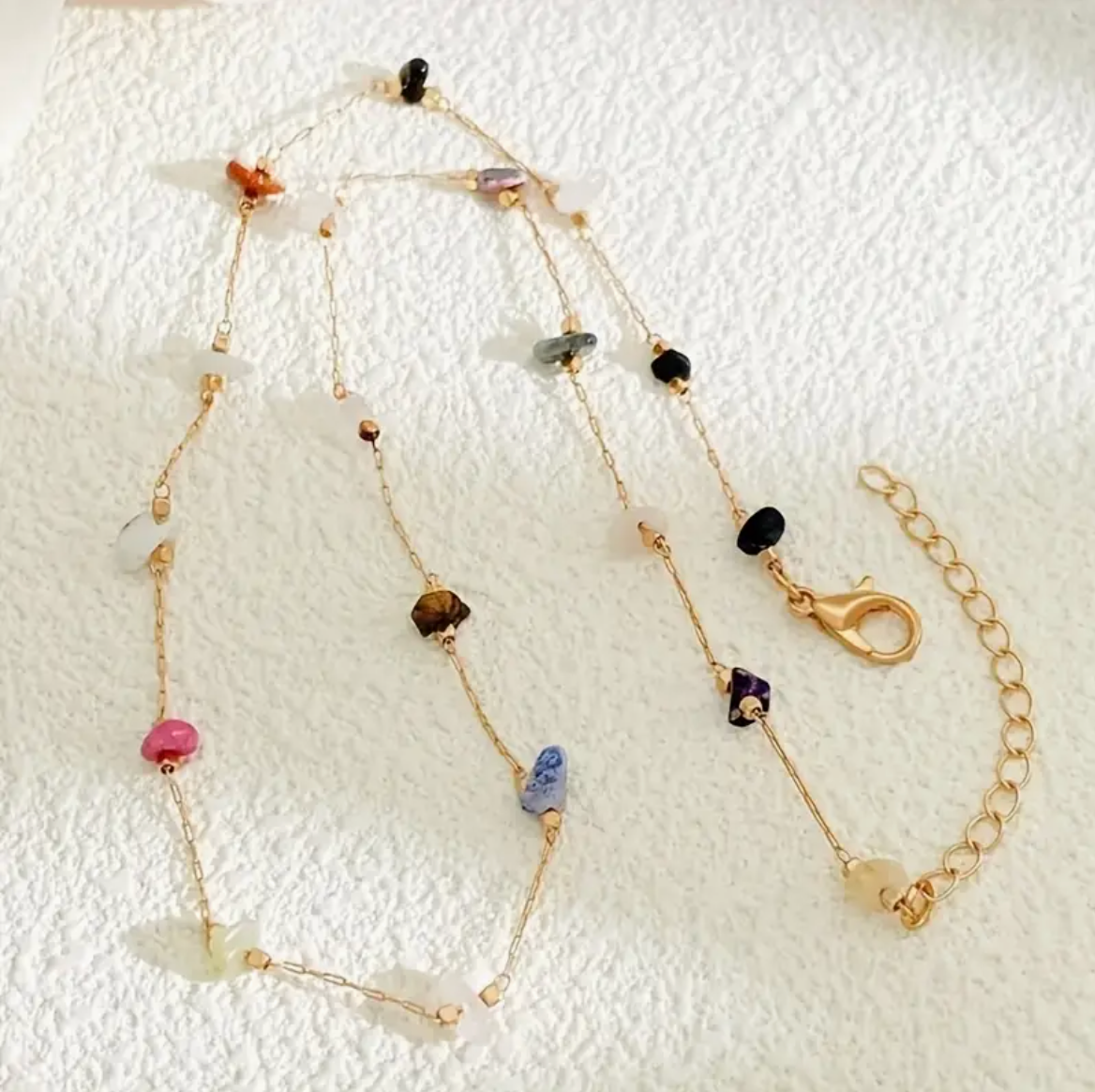 Colorful Gemstone Chain Necklace